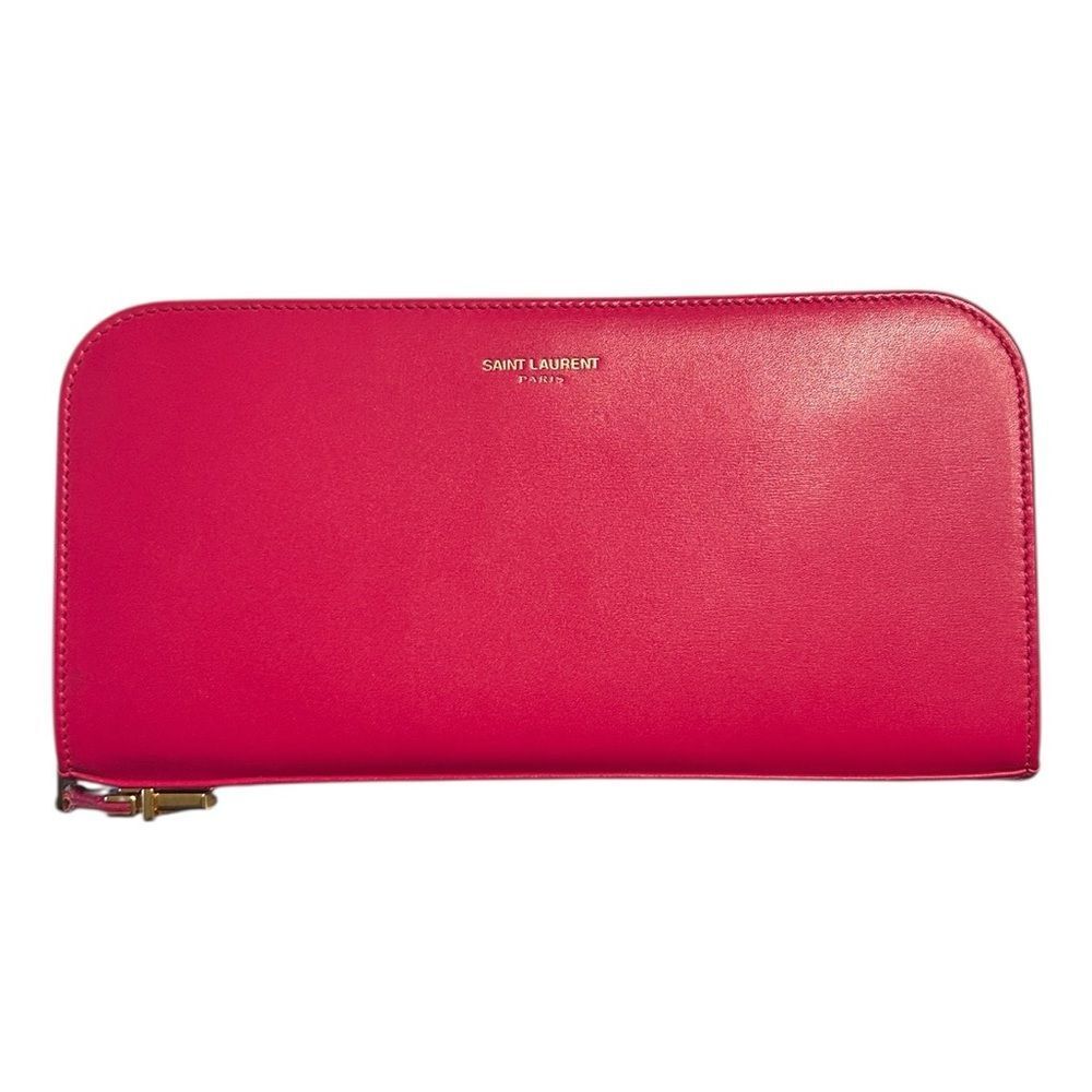 Authentic Saint Laurent Pink Zippy Wallet